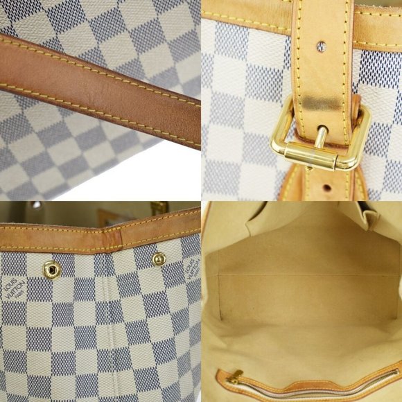 LOUIS VUITTON Hampstead MM Shoulder Bag Damier Azur Leather White - Picture 11 of 12